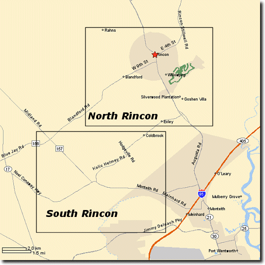 Map of Rincon Georgia