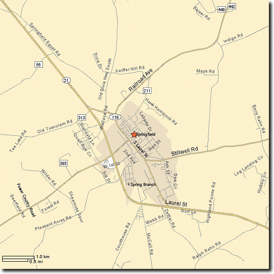 Map of Springfield,